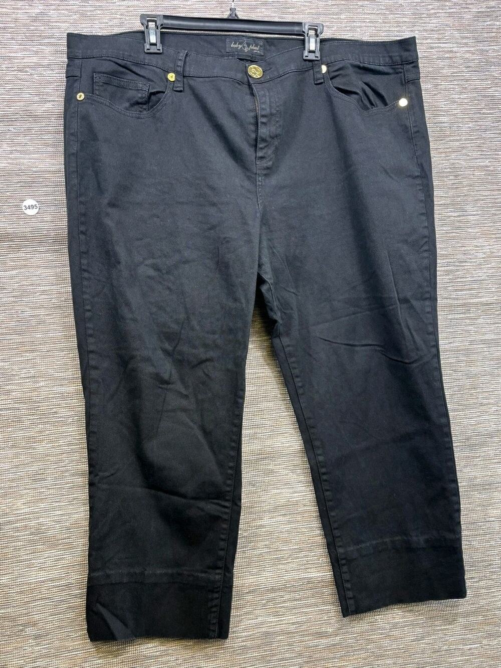 Baby Phat Jeans Womens 24 Black High Rise Straight Stretch Denim Cat Logo Plus